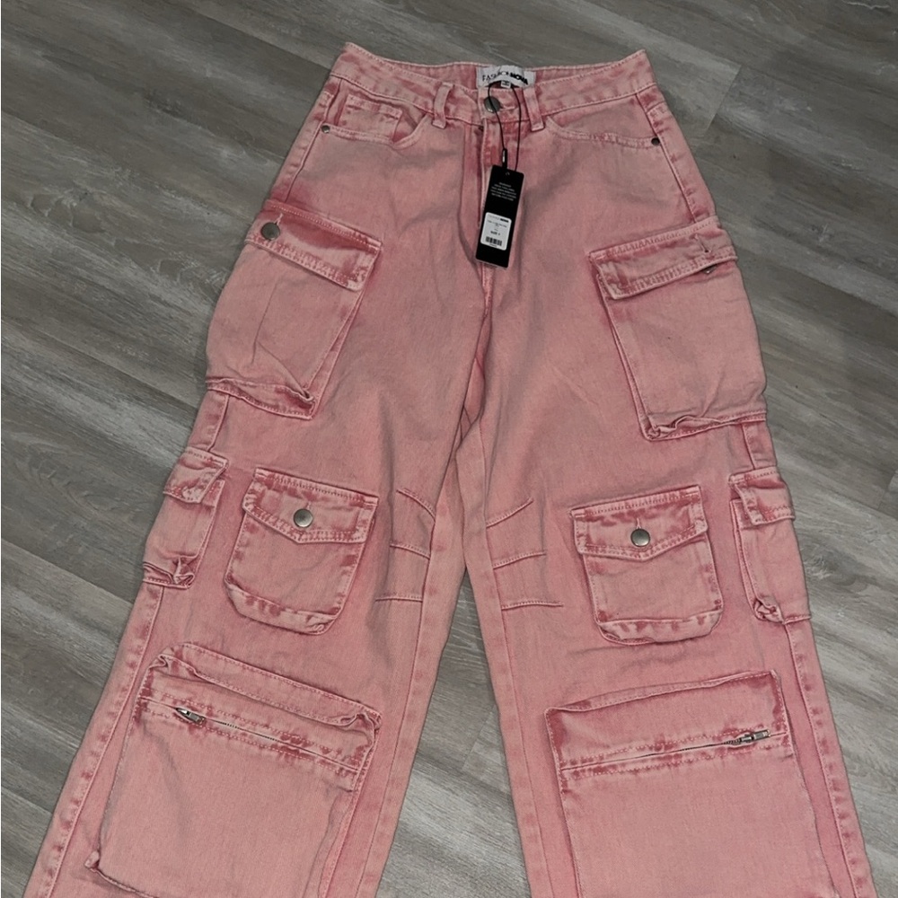 Fashion Nova Pink Cargo Jeans